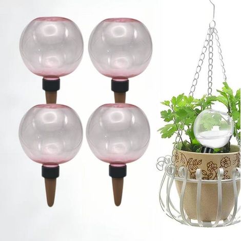 Set aus vier Terrakotta-Gießkegeln, automatischer Bewässerungskugel für Pflanzen, kugelförmiger Sprinkler für Topfblumen. (1/4)