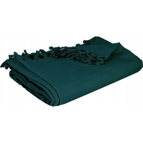Copriletto in cotone blu anatra Anjali 160x220cm - Atmosphera créateur d'intérieur