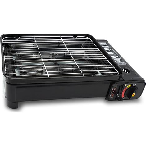 Camping-Grillset – tragbarer Grill mit Grill, Grillpfanne, Grillpfannen-Clip – tragbarer Campingkocher