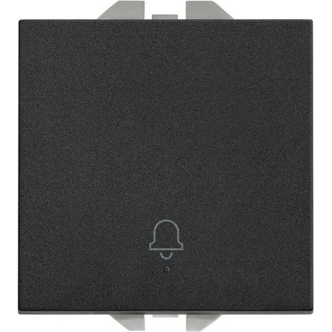 SIMON 270  Pulsador con grabado campana 10A negro mate 20000152-098