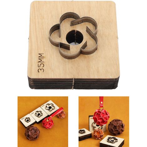Matrice de découpe pour le cuir Hydrangea, modèle pendentif floral, outil de coupe DIY en bois et métal, taille 64x64mm, produit fini 50mm, pour artisanat et cadeaux. (1/5)