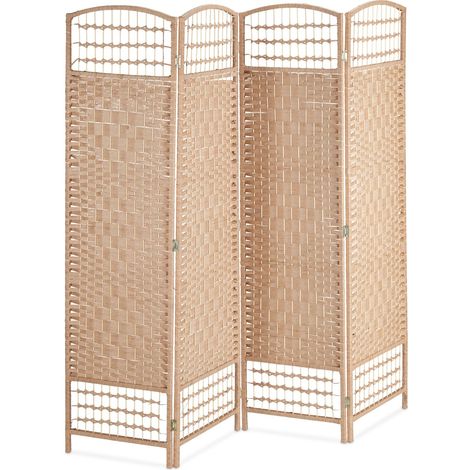 Pannello divisorio pieghevole a 4 ante decorazione soggiorno camera da letto 180 x 160 x 4 cm atmosfera accogliente in bambù beige 130012174