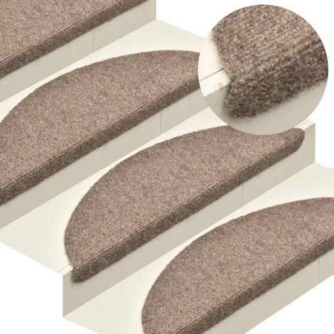5 pcs Tapis d'escalier Tapis autoadhésifs de marches Tapis Salon Tapis Chambre Crème 65x21x4 cm Aiguilleté BZTE724911 (1/5)