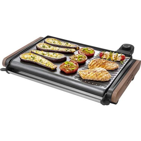 Lagrange 229011 Elektrische Grillplatte dunkles Holz 43x28 cm