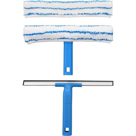 Raclette à vitre Professionnelle(30cm), Lave-vitre avec Raclette Silicone et Brosse Microfibre, Kit de Nettoyage de Vitres pour Salle de Bain, Douche, Voiture, Fenêtres (1/5)