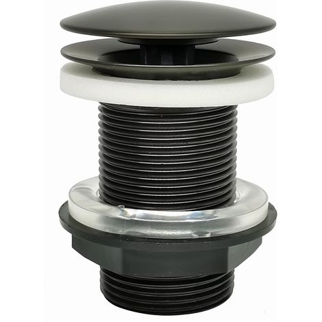 Bonde de Lavabo sans Trop-Plein - 1 Unité - Laiton Finition Graphite PVD - Écoulement Libre Certifié NF - Salle de Bain Moderne - Diamètre 63 mm (1/4)