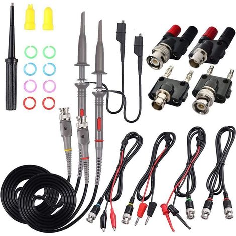 ALLIANDISSonde d'oscilloscope universelle avec Kit d'accessoires, sondes à pince d'oscilloscope 100MHz avec 4 kits de types BNC (1/5)