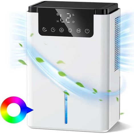 Deshumidificateur portable 2,5 L avec dégivrage automatique, mode veille, minuterie et affichage LED Ortviai (1/4)