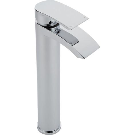 Milano Razor Bathroom High Rise Mono Basin Mixer Tap with Lever Handle - Chrome (1/5)