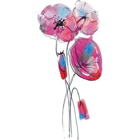 Water-colours poppy paper photo mural, 90x202 cm, 1 part (1/2)