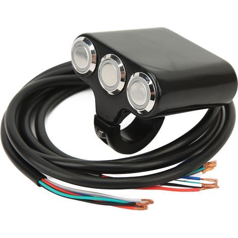 Interrupteur 3 boutons aluminium pour vélo électrique avec verrouillage auto, compatible guidon moto (1/5)