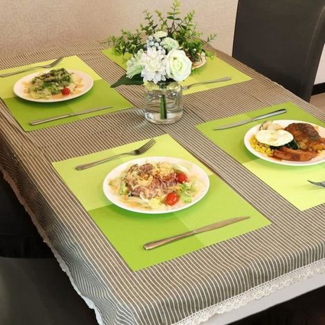 Sets de Table - - Lot de 8 - Vinyle Résistant - 45 cm x 30 cm - Vert (1/4)