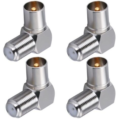 4 Pièces Connecteur Coaxial d'Antenne TV à 90 Degrés Prise Mâle vers F Femelle Adaptateur à Angle Droit pour Câble Satellite (1/5)