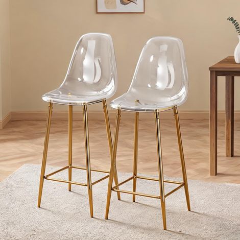 Tabourets de bar transparents en plastique avec piètement (1/5)