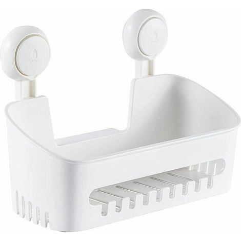 Suction Cup Shower Caddy, No Drilling Required & Reusable, Easy Installation, 10KG Load Capacity, Waterproof Shower Storage for Tiled Shower Walls, Bathroom & Kitchen (1/4)