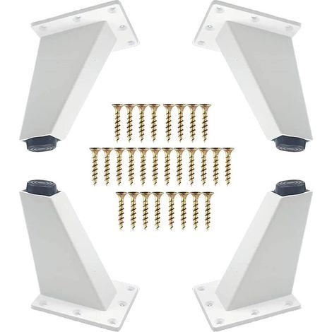 Lot de 4 pieds de meuble réglables 8 cm – Alliage aluminium – Pieds triangulaires avec vis pour canapés, armoires, tables – Blanc (1/5)