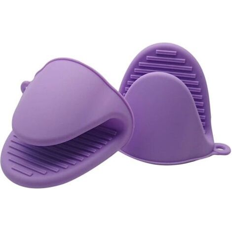 (Violet, 2 pièces) Gants de four en silicone, prêts à être utilisés dans des casseroles ou dans la cuisine comme supports de casseroles ou supports à gâteaux Mitaines de four et porte-gants (1/4)