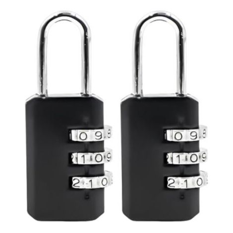 Lot de 2 Cadenas à Code 3 Chiffres, Sécurisé pour Casier Scolaire, Vestiaire Sport, Jardin & Portail - Noir (1/5)