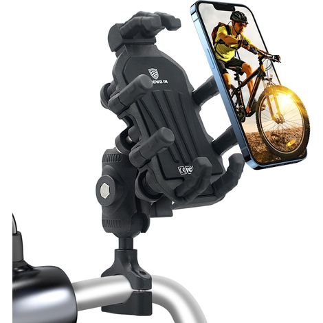 Support de téléphone Portable pour vélo, Moto, avec Amortisseur Support de téléphone Portable Universel Rotatif à 360 ° Convient aux téléphone Intelligent de 4,9 à 7,2 Pouces