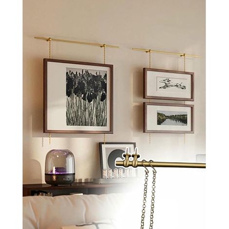 Kit de suspension pour cadre photo mural (lot 2), tringle en laiton (1/5)