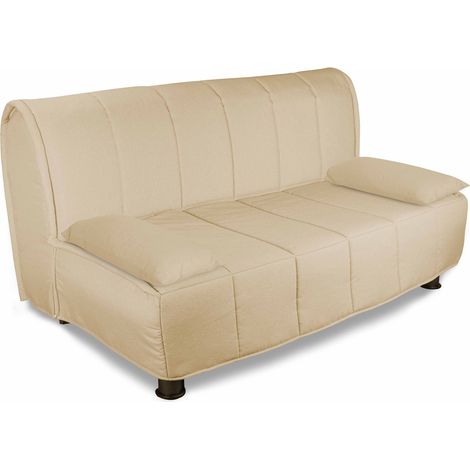 EVERGREENWEB - Divano letto Materasso Matrimoiale 140x190 in Waterfoam Ortopedico Prontoletto con Rivestimento sfoderabile e lavabile con 2 Cuscini supersoft abbinati Colore BEIGE - Evening (1/3)