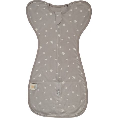 Gigoteuse d'emmaillotage – Gigoteuse bébé – Couverture d'emmaillotage – Gris clair à étoiles blanches – 0 à 3 mois – 60 cm – TOG 1.0 (1/5)