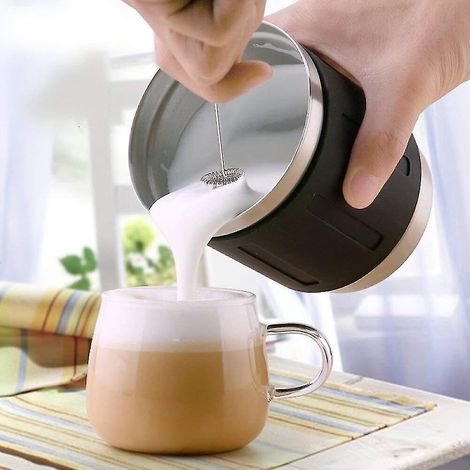 Mousseur à lait portatif et mélangeur de boissons, accessoires de mélangeur de mousse électrique en acier inoxydable-baguette de fouet mousseur à main pour faire du café, du matcha, du latt (1/4)