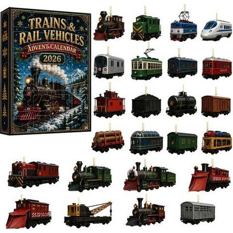 Boîte surprise de Noël Train à vapeur rétro, Boîte mystère de Noël disponible, Calendrier de l'Avent, Décoration de sapin de Noël (1/5)