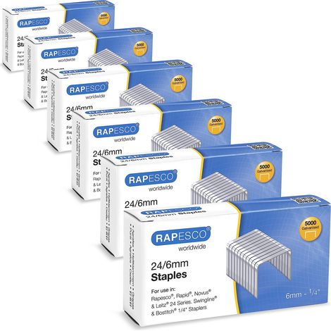 RAPESCO 1736 BUSINESS PACK: AGRAFES GALVANISÉES 24/6MM (NO.16), 6 BOÎTES DE 5000