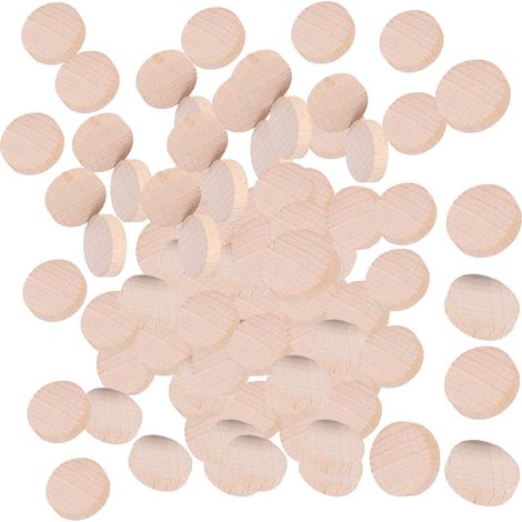 Beech Unfinished Wood Slice DIY Crafts Round Wood Discs Chip Accessory 100pcs x 3 Bags2cm (1/5)