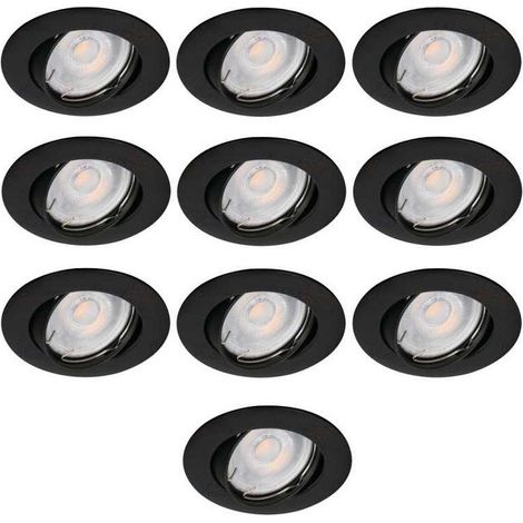 Lampesecoenergie – Lot de 10 fixations pour spot encastrable – Aluminium orientable noir mat – Installation à encastrer – IP20 pour usage intérieur (1/3)
