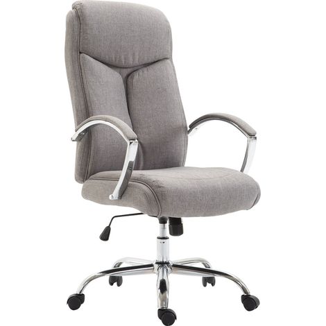 Fauteuil de bureau XL mécanisme d'inclinaison pivotant en tissu gris et métal chromé 100002709