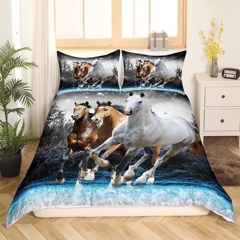 Housse de couette de 135 x 200 cm pour enfants, garçons, filles, animaux de la ferme avec 1 housse de couette et 1 taie d'oreiller de 80 x 80 cm (1/5)