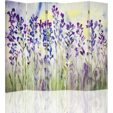 Paravento bilaterale, Fiori dipinti su sfondo bianco - 180x170 (1/5)