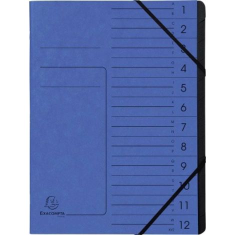 EXACOMPTA Ordnungsmappe Exacompta DIN A4 170g/m² Colorspankarton Farbe: blau Farbe des Fächerblocks:schwarz 12 Fächer (1/5)
