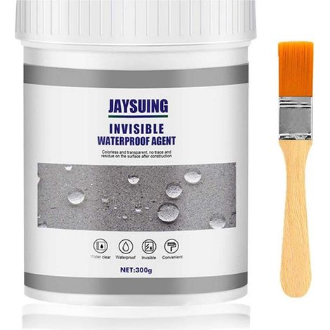 Liquide d'étanchéité transparent 300g – Agent imperméable silicone – Anti-fuite pour salle de bain, murs, toits – Application facile avec pinceau (1/5)