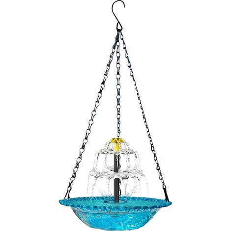 (Style bleu) Mangeoire suspendue pour oiseaux avec fontaine, abreuvoir extérieur avec crochet pour jardin, cour, terrasse, mangeoire pour animaux sauvages (1/5)