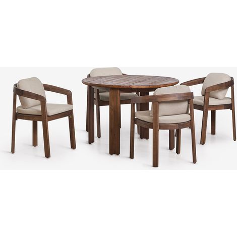 Set de mesa redonda Ø110 cm y 4 sillas de jardín en madera de acacia Uleno SKLUM        (1/5)