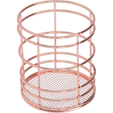 Runder, hohler Essstäbchenkäfig, multifunktionaler Stiftehalter für den Schreibtisch, Organizer für Küche und Haushalt, Roségold (J13454CP)