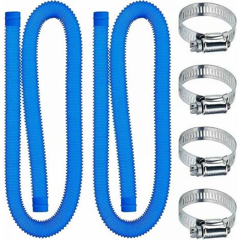 Pool hose - 32mm - Length: 150cm - Blue - 2 hoses - For filter pump and salt water systems YMYNY (1/4)