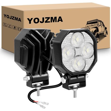 2Pcs Phare de Travail LED, 2.8 Pouces 16W Mini Projecteur lumière Flood, 1600LM, 12V/24V, Blanc 6000K, étanche IP67, pour moto, camion, 4x4, Offroad, SUV, ATV, UTV, bateau, pick-up (1/5)