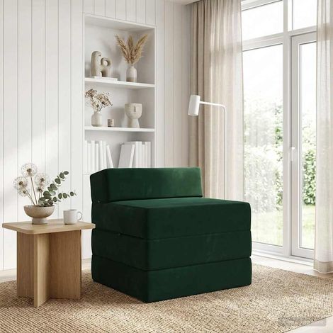 Sofá Cama Plegable Verde oscuro 200 x 70 x 15 cm Terciopelo