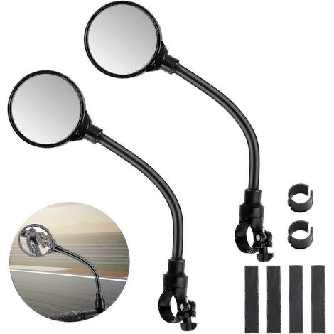 Rétroviseur de guidon pour vélo - 2 rétroviseurs grand angle pour vélo, rétroviseur de sécurité 3D - Rétroviseur de vélo réglable et rotatif à 360° (1/5)
