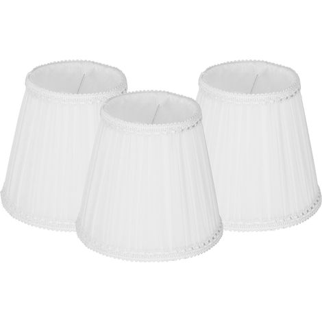 3-Pièces Abat-jour en Tissu Clip E14 Moderne, Housse de Lampe de Table Blanche pour Bougie Lustre (1/5)