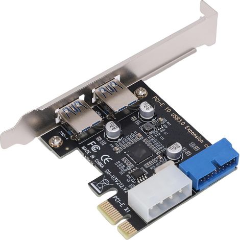 PCIe to USB 3.0 Expansion Card, 2-Port 5Gbps PCIe USB Extension with 4-Pin 3.0 Power Connector, for Desktop Computer (1/5)