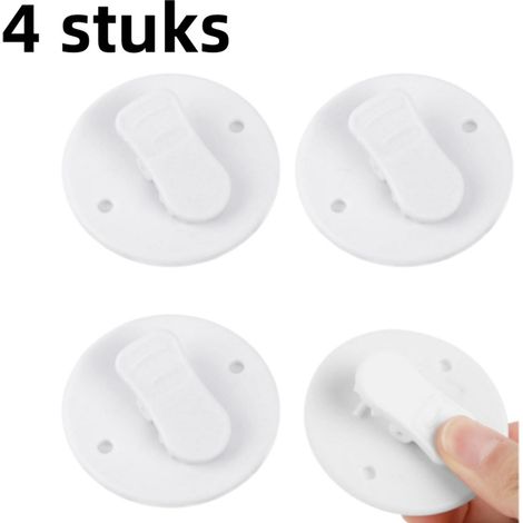 Lot de 4 clips auto-adhésifs pour rideau de douche, fixation sans perçage, supports pratiques pour maintenir et organiser le rideau de douche, blancs (1/5)