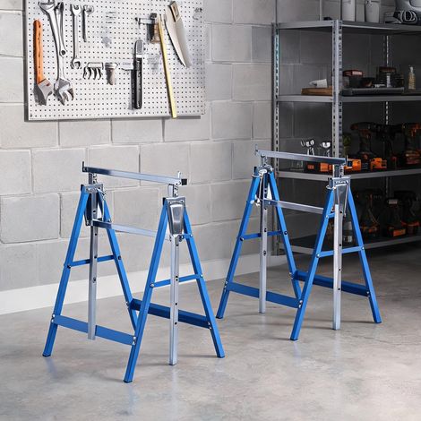 Tréteaux pliables télescopiques réglables 80-130 cm en acier lot (1/5)