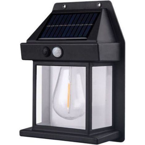 Lampes solaires d'extérieur, du crépuscule à l'aube, capteur de mouvement, 3 modes d'éclairage, lanterne murale de sécurité solaire étanche, luminaires pour jardin, cour, patio, clôture, décoration ex