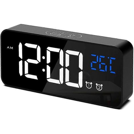 Réveil numérique extra-large conçu spécifiquement pour les personnes malvoyantes - un grand réveil électronique pour la chambre avec un affichage numérique extra-large (noir). (1/5)