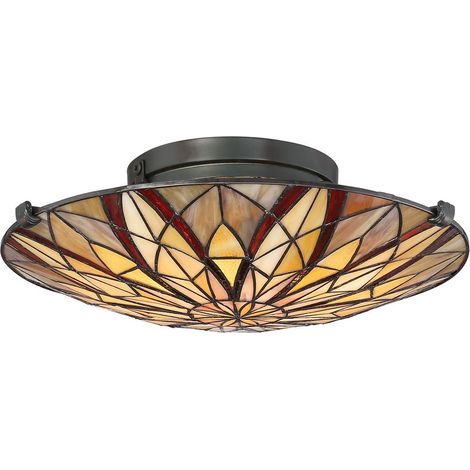 Elstead Victory Tiffany Semi-Flush, Valiant Bronze, E27 (1/5)